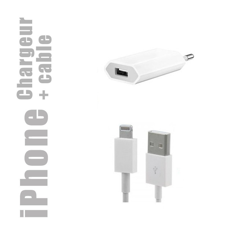 Chargeur secteur + câble lightning pour iPhone et iPad